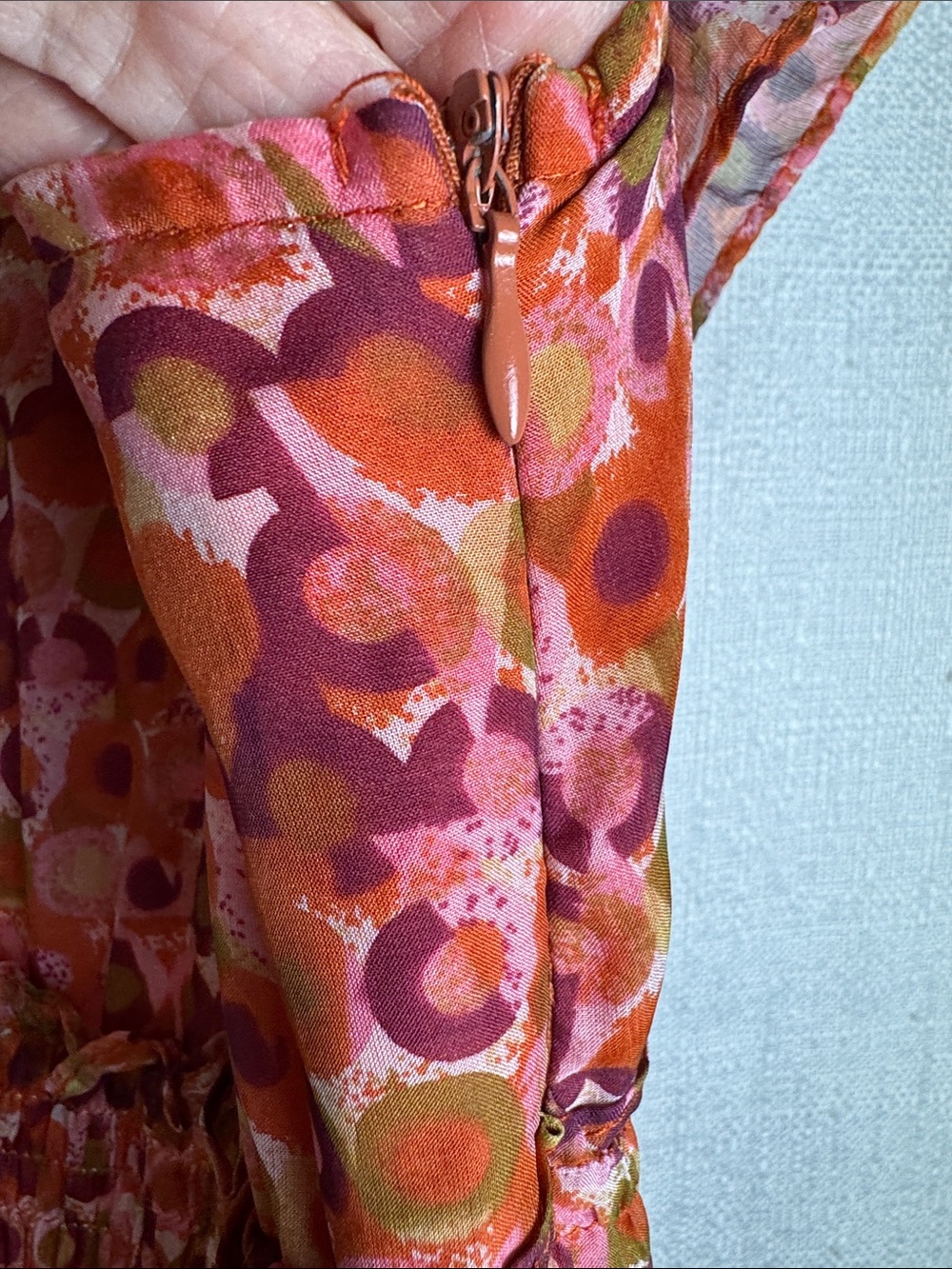 Silk Blend Romantic Floral Maxi Dress M Fall Wedding Guest Feminine Ruffle Boho - Picture 6 of 12